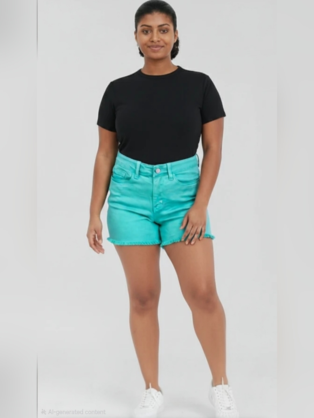 Judy Blue Aquamarine Mid Rise Frayed Hem Denim Shorts Various Size